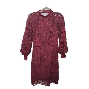 Chi Chi London burgundy Lace Crochet Dress size 4